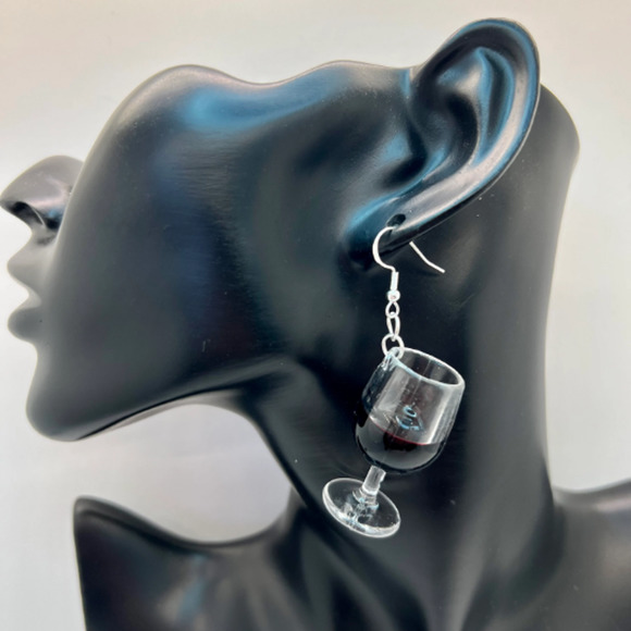 Wine Glass Earrings - New Years Eve Earrings - Wine Earrings - Picture 9 of 9